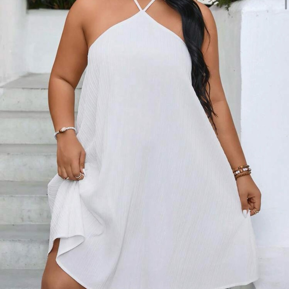 Elegant White Halter Dress